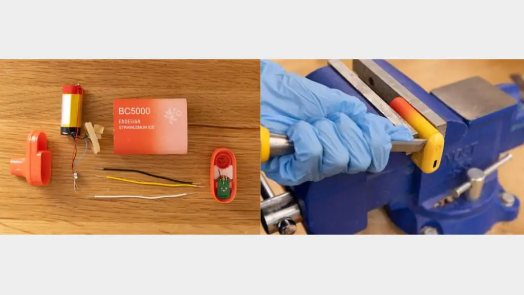 a disposable vape that has been turned into a synth