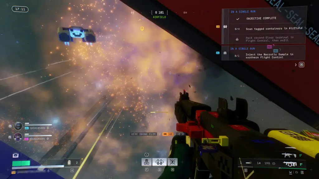 A player looking up at the Heat Cascade weather effect