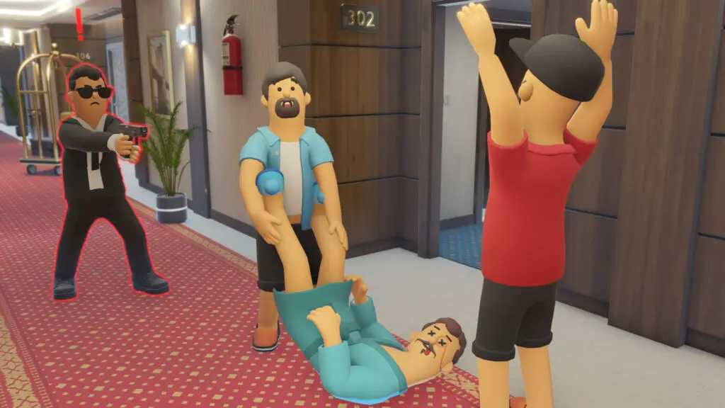 Gameplay screenshot of physics-based body dragging