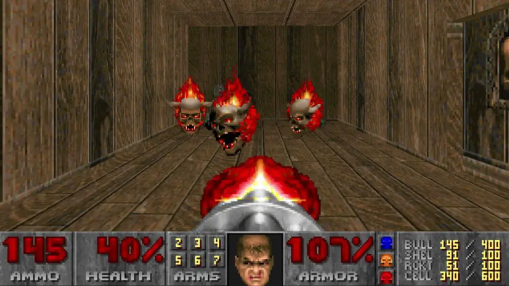 Shooting Lost Souls in Doom.