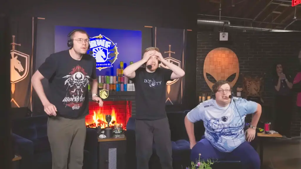 World of Warcraft Race to World First casters reacting in shock to a secret boss phase.