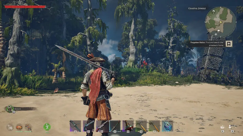 Pirate with longsword near woods