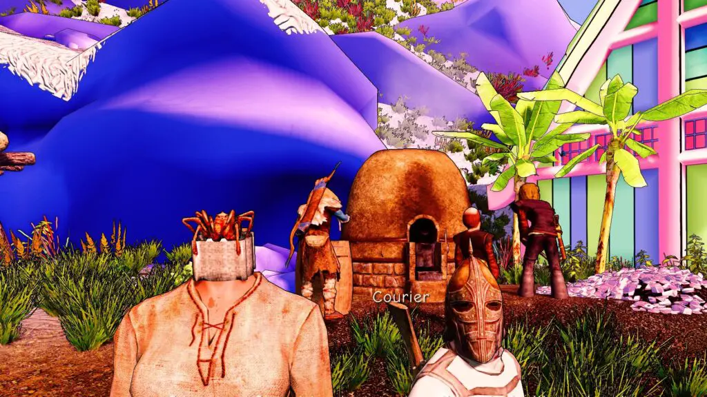 Spider-person and guard interaction.