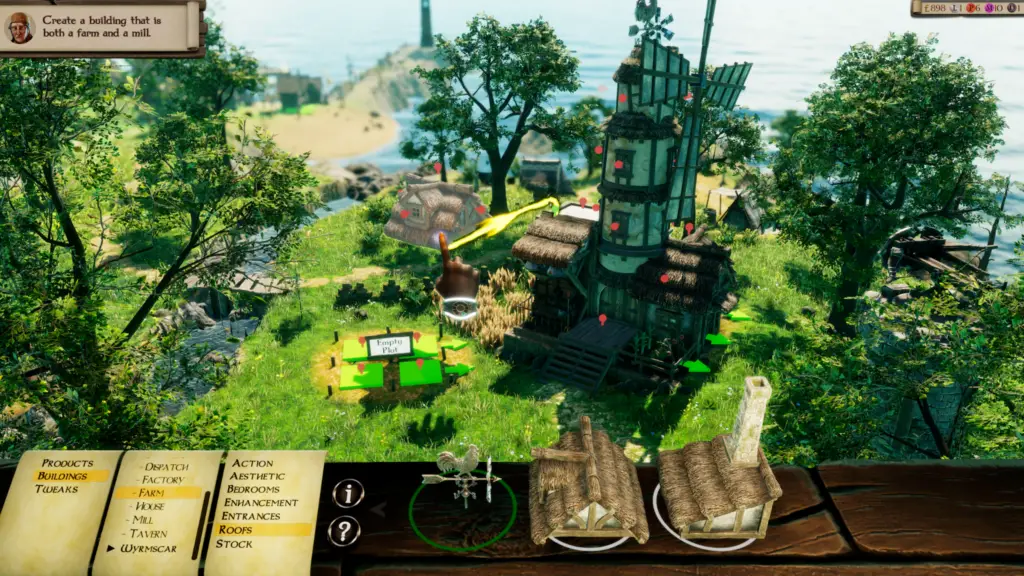 In-game screenshot showing the construction of a mill.