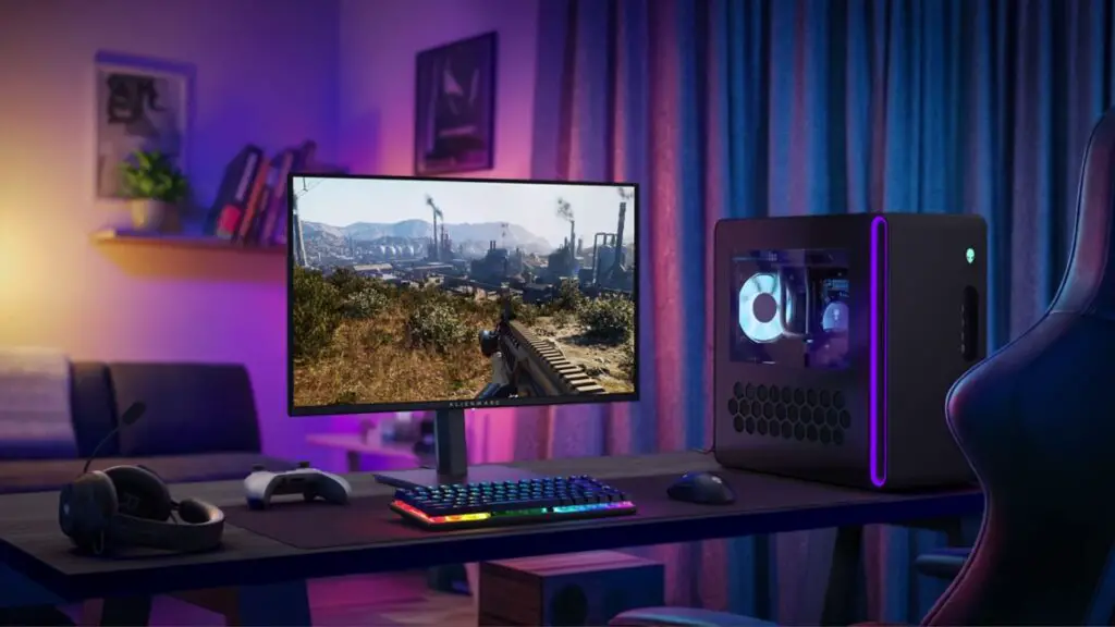 Alienware AW2726DM gaming monitor in a high-end setup