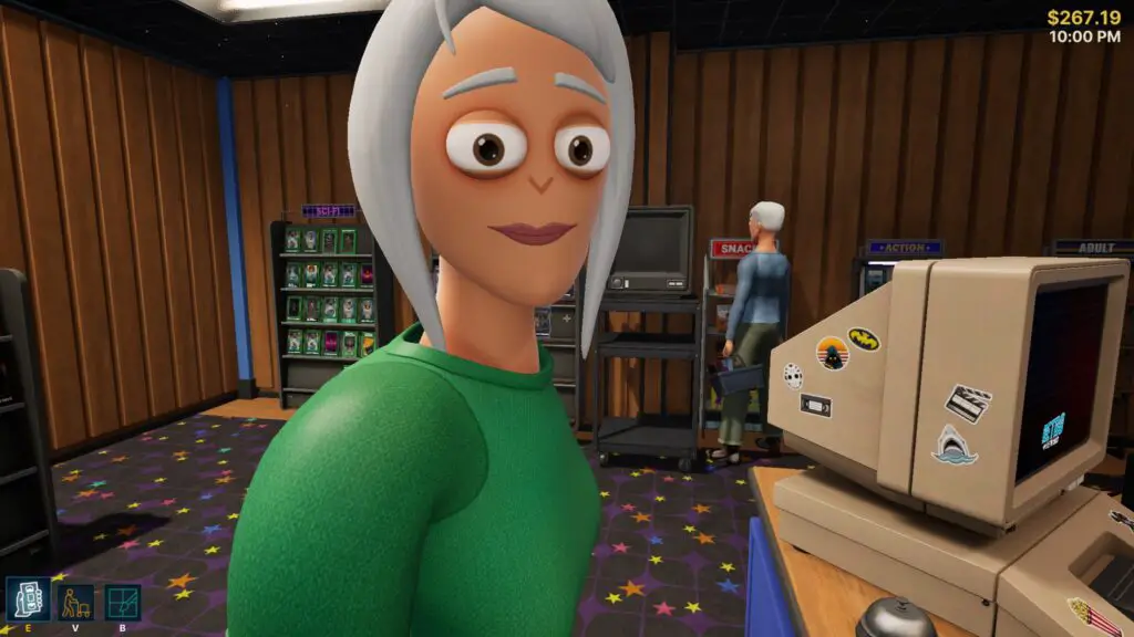 A customer in a video rental shop simulation