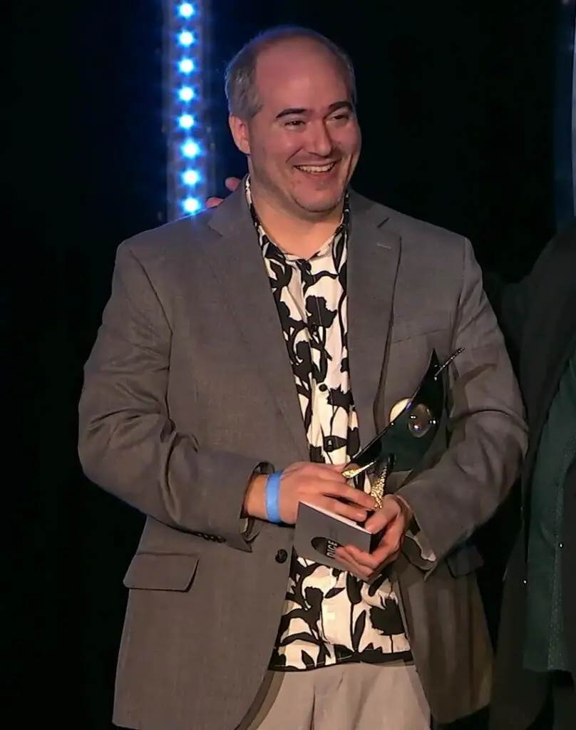 Tarn Adams at the 2023 DICE Awards.