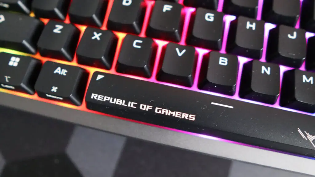 Close up of the ROG Strix Morph 96 Wireless layout.