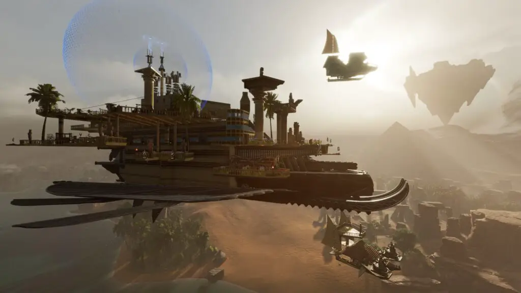 An airship in Soulmask: Shifting Sands DLC