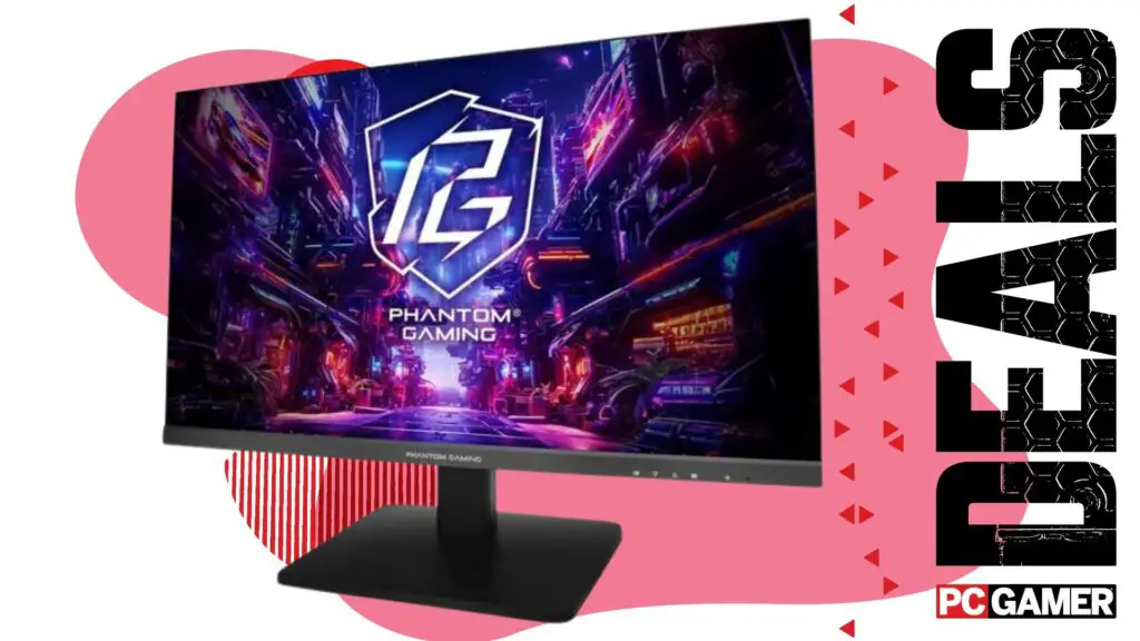 Asrock gaming monitor on a pink deals background