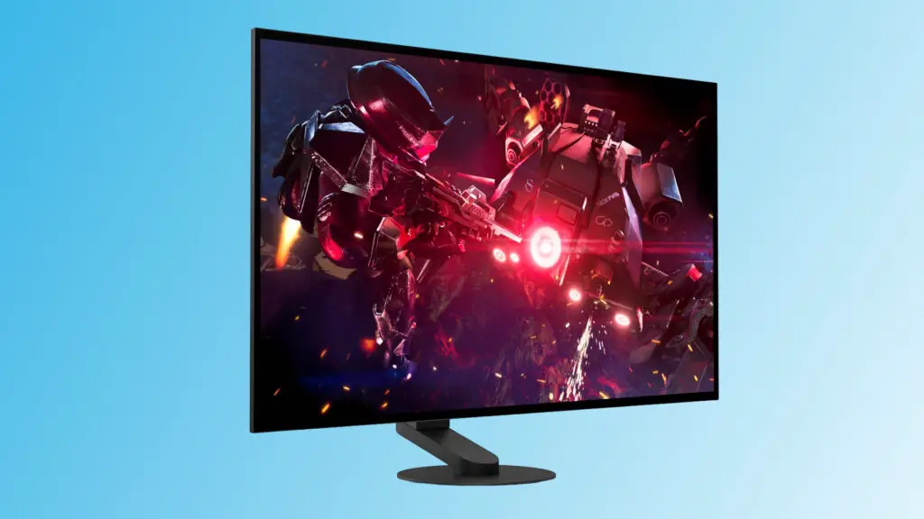 Sony Inzone M10S II OLED against a gradient blue background