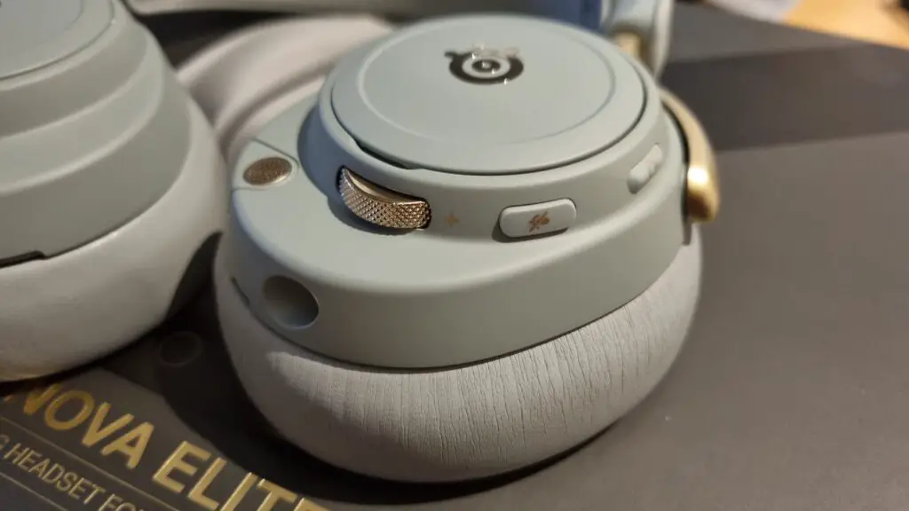 The left earcup of the SteelSeries Arctis Nova Elite