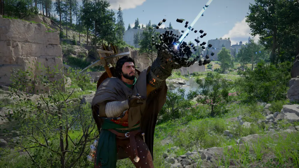 Kliff using a grappling hook in Crimson Desert