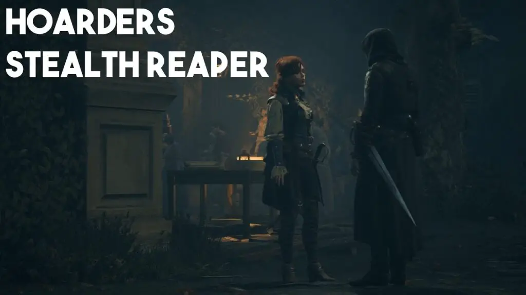 Stealth gameplay in Assassin's Creed Unity showing Arno on a chandelier