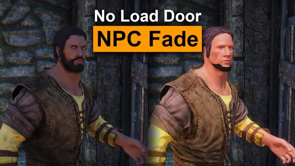 Skyrim Mod: No Load Door NPC Fade Comparison