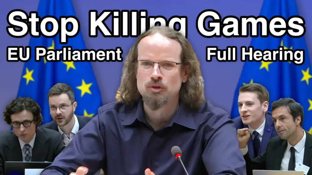 The full hearing of the Stop Killing Games campaign at the European Parliament