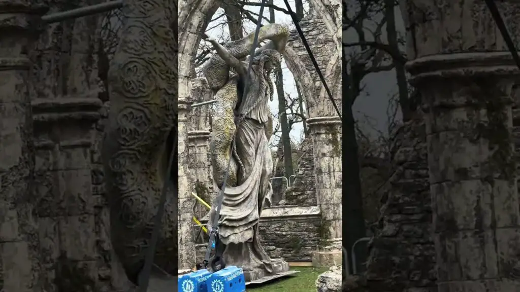 Behind the scenes footage of film set construction