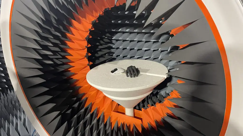 An anechoic Faraday cage used for RF and wireless testing