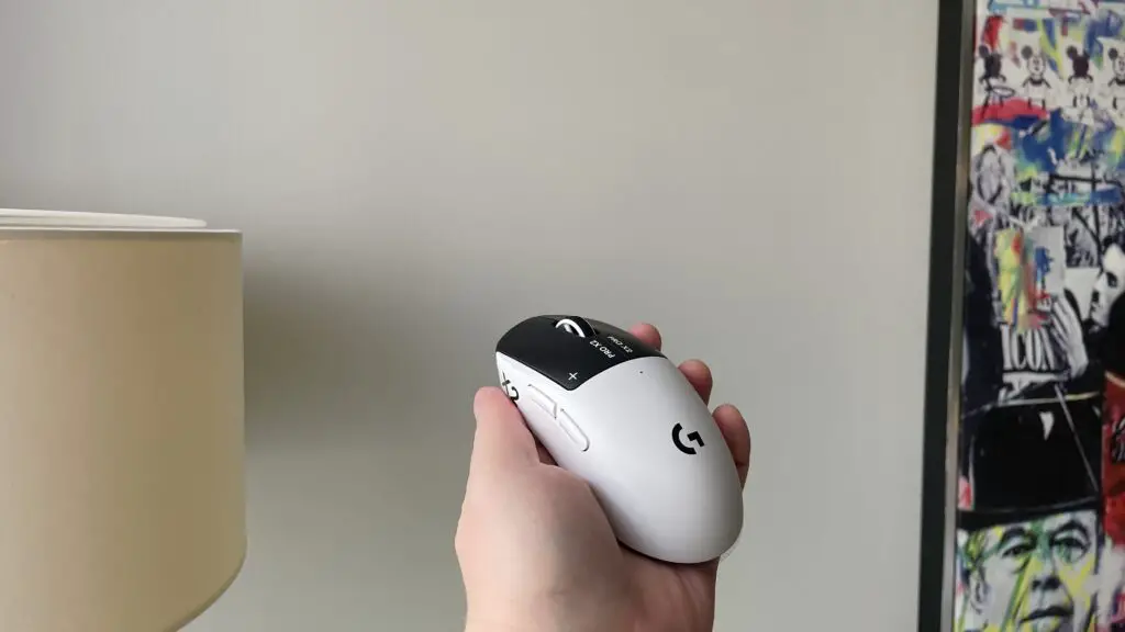 A Logitech G Pro X2 Superstrike gaming mouse.