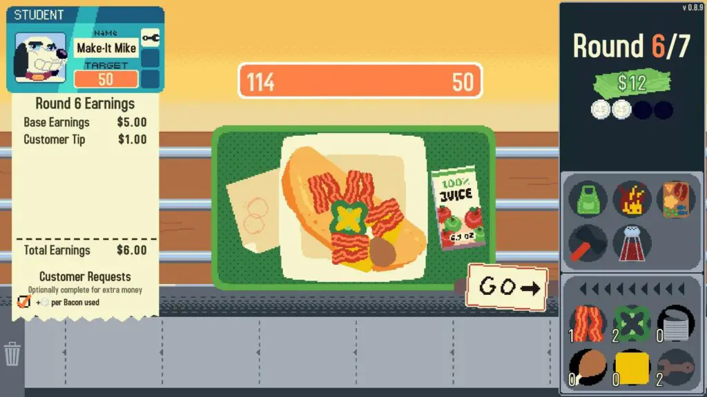 A digital omelet being assembled for a customer