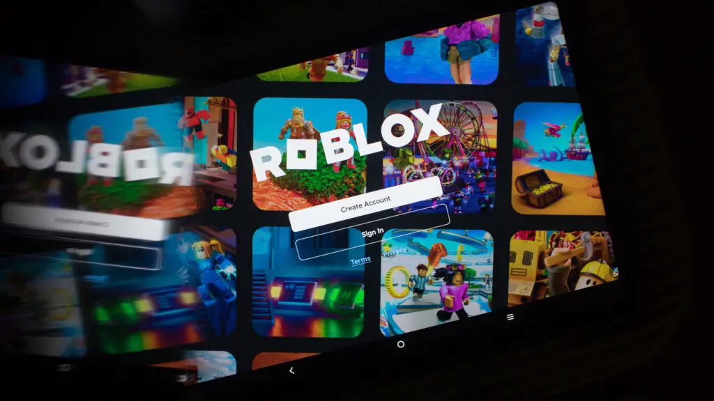 The Roblox app login page displayed on a smartphone arranged in Sydney, Australia.