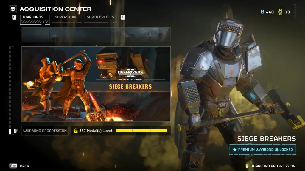 A soldier in Helldivers 2 looking over a chaotic battlefield.