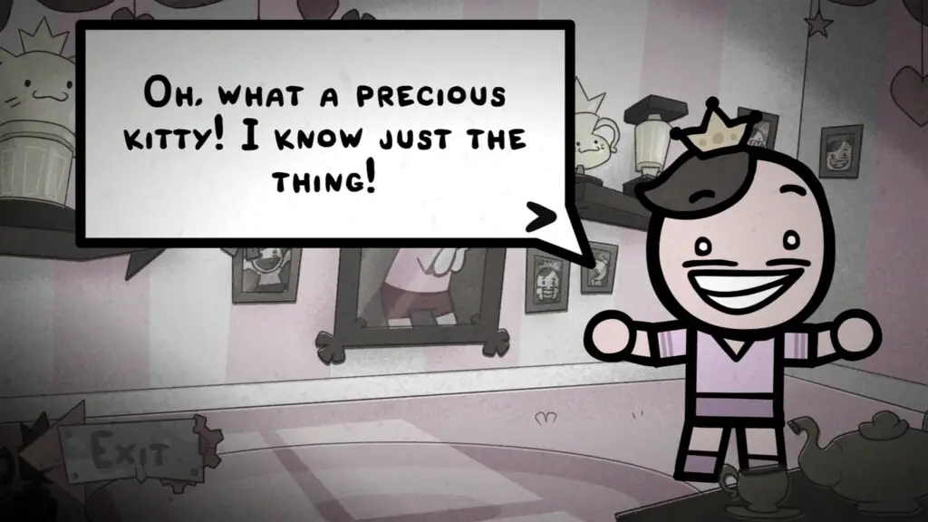 Mewgenics Fancy Bow: Dialogue with Tink in his house.