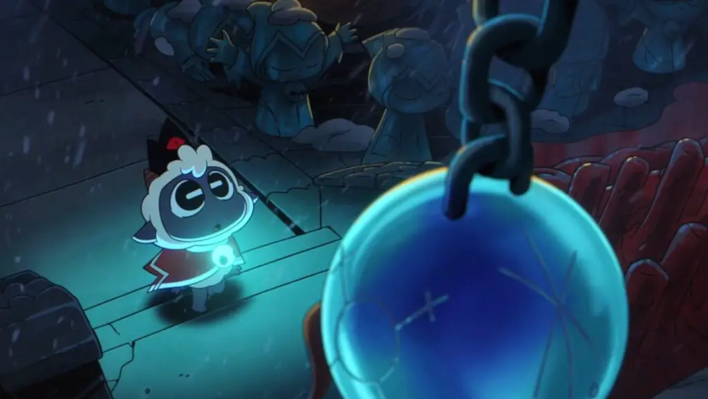 In-game screenshot of an atmospheric statue in an indie title