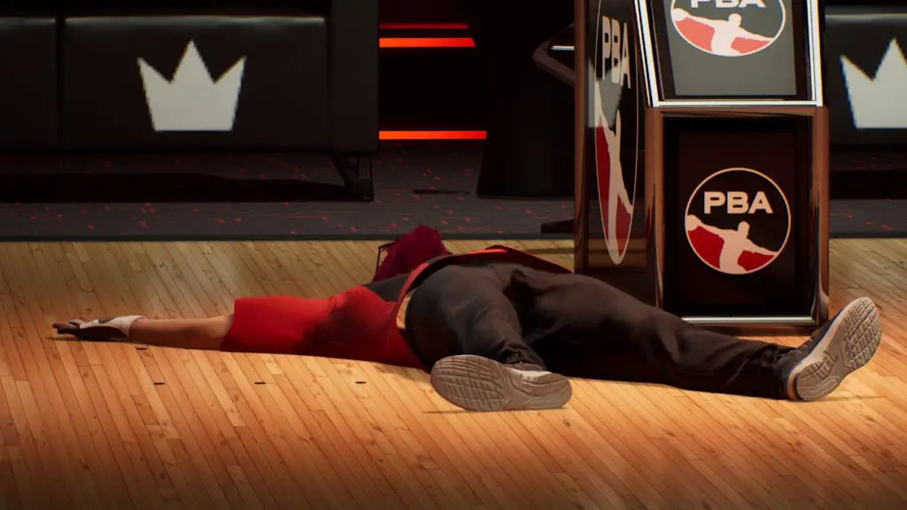 A final shot of the bowling alley at closing time