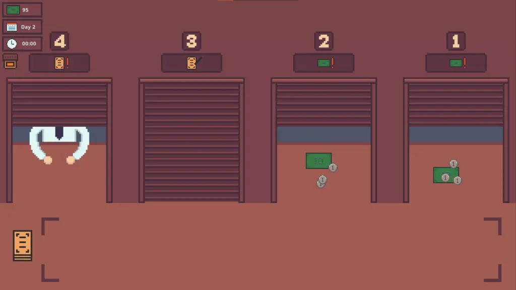 Midnight Ramen Shop shutters showing money and someone waiting