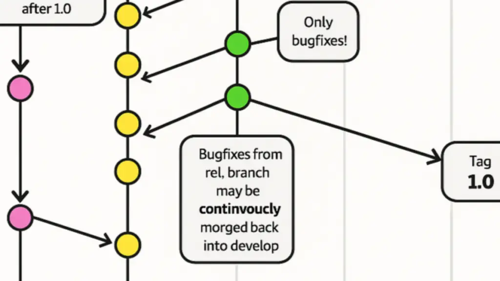 Microsoft Git chart with the AI error "continvoucly morged"