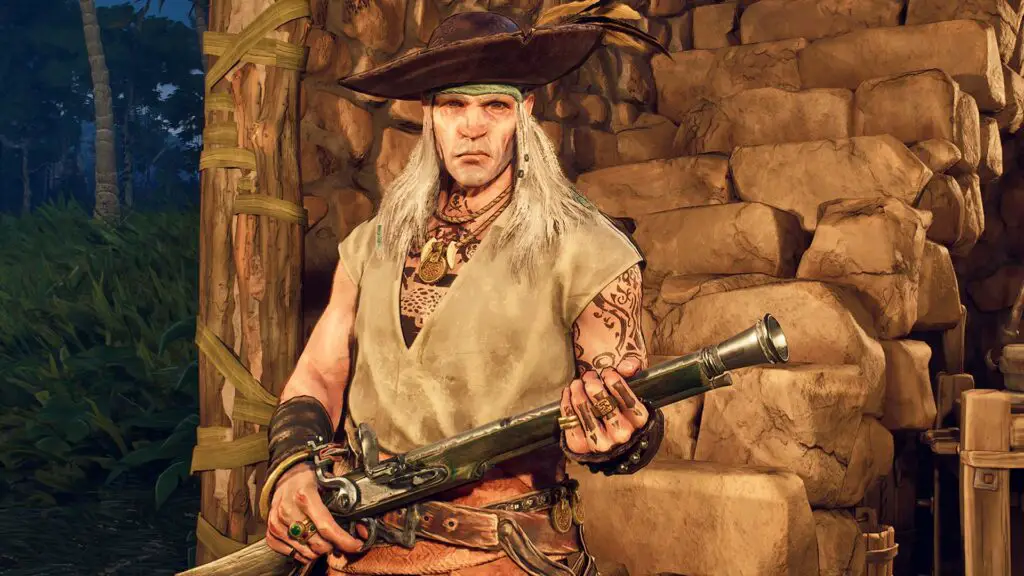 Windrose pirate holding a long gun