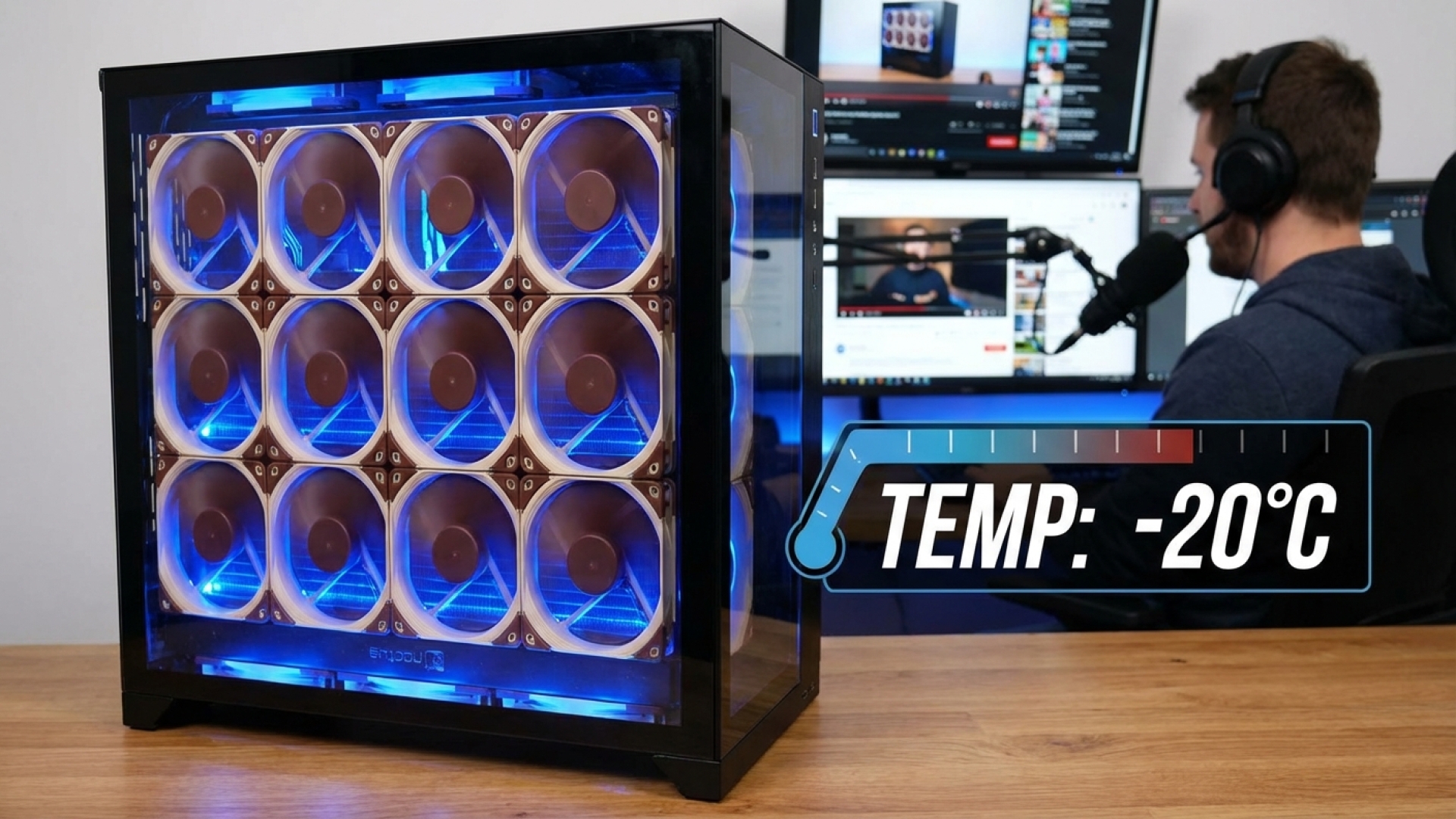 YouTuber’s ‘Superdome’ PC Side Panel with 15 Noctua Fans Achieves Massive 20°C Temp Drop