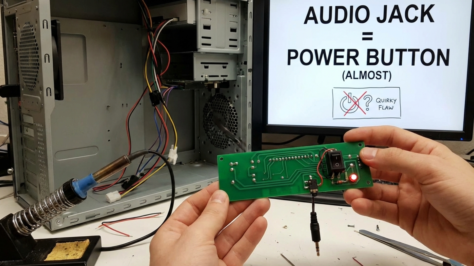 This Tech Tinker Transformed a PC Audio Jack into a Power Button (with a Quirky Flaw)