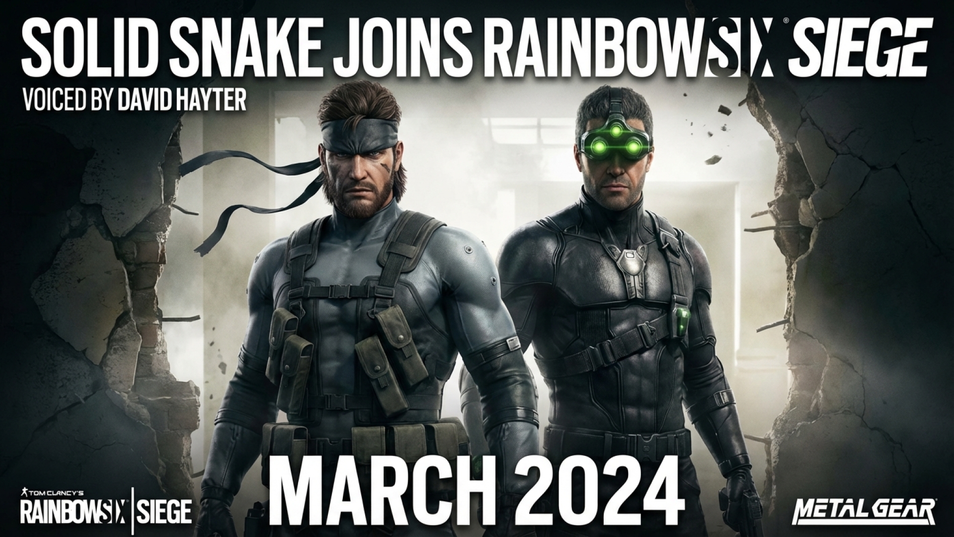 Solid Snake, Voiced by David Hayter, Joins Rainbow Six Siege in March, Teaming Up with Sam Fisher