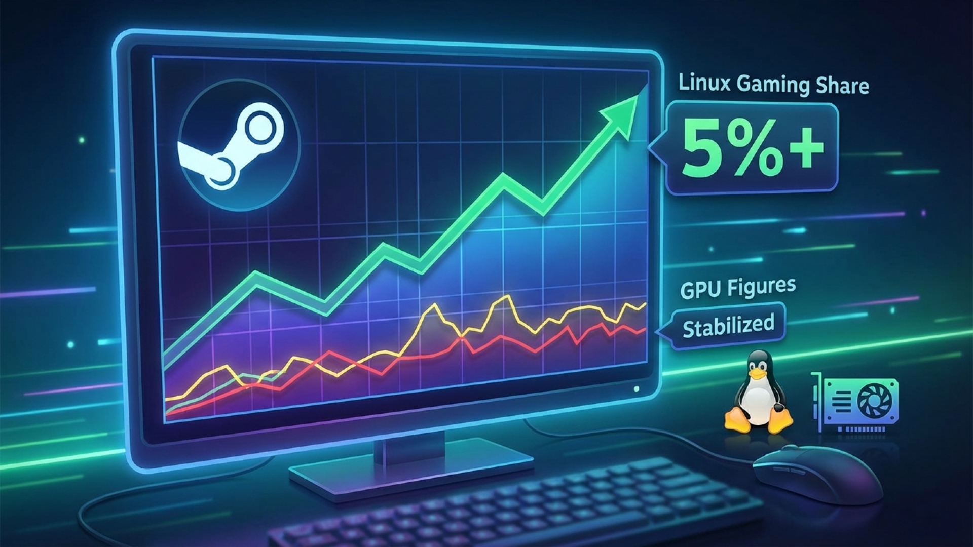 Steam Hardware Survey: Linux Gaming Jumps Past 5%, GPU Figures Stabilize