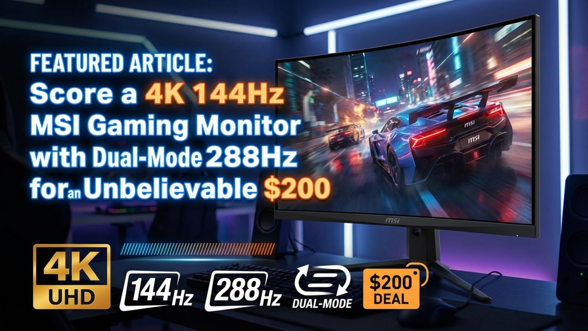 Score a 4K 144Hz MSI Gaming Monitor with Dual-Mode 288Hz for an Unbelievable $200