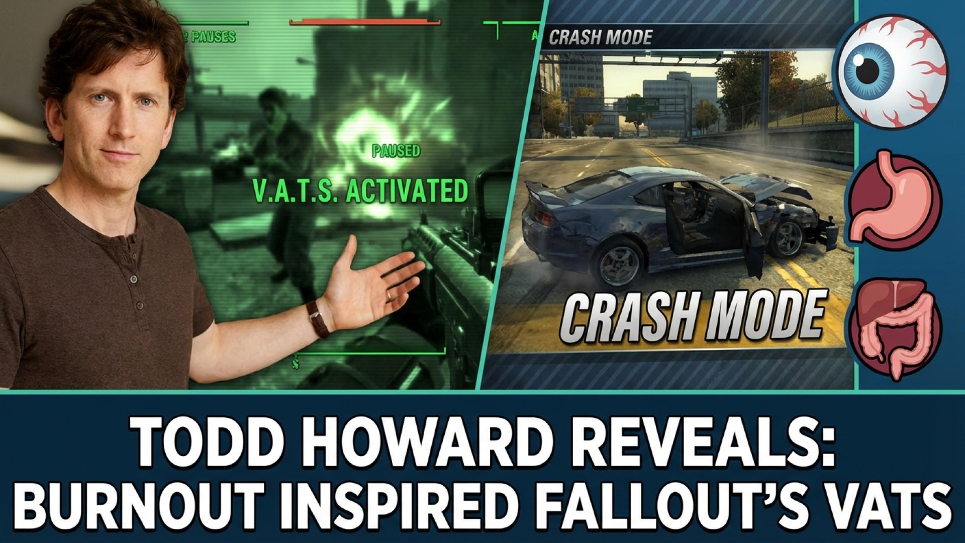 Todd Howard Reveals How Burnout’s ‘Eyeballs and Guts’ Crash Mode Inspired Fallout’s VATS