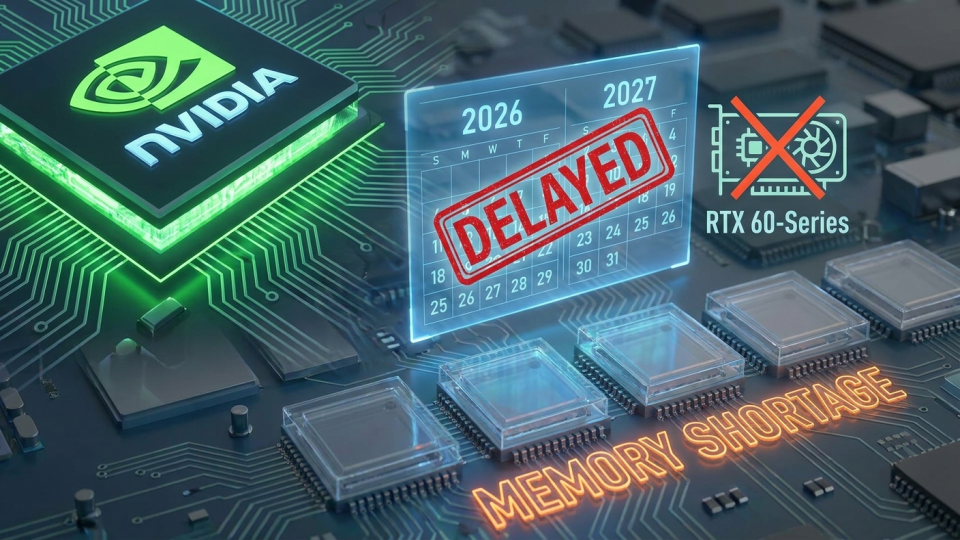 Nvidia Delays All New Gaming GPUs in 2026, Pushing RTX 60-Series to Post-2027 Due to Memory Shortage