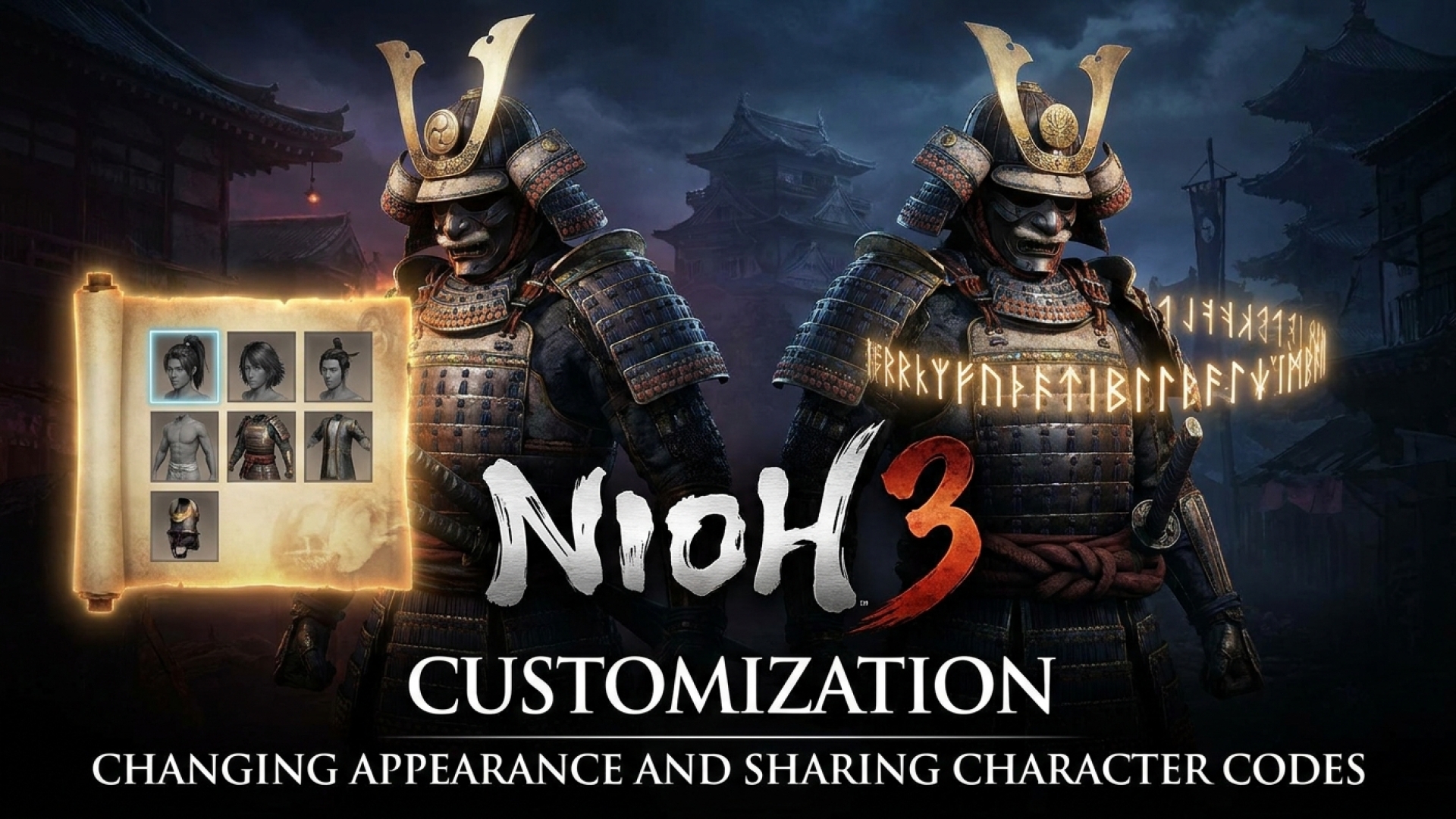 Nioh 3 Customization: Changing Appearance and Sharing Character Codes