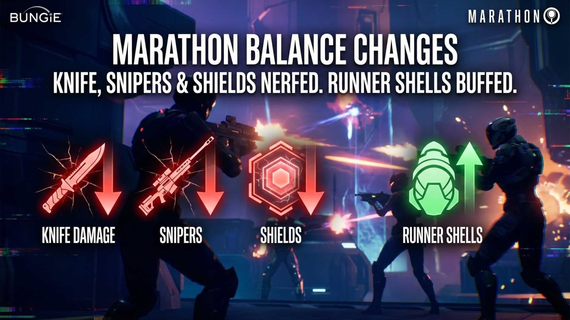 Bungie Reveals Major Marathon Balance Changes: Knife Damage, Snipers & Shields Nerfed, Runner Shells Buffed