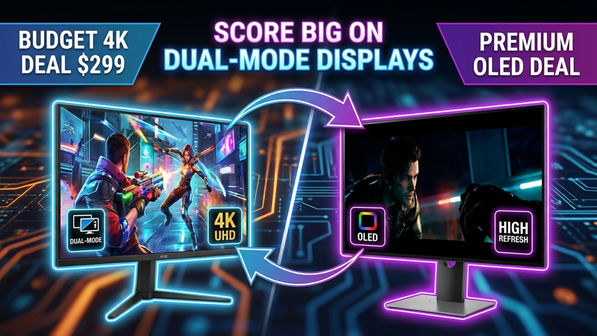 Score Big on Dual-Mode Displays: Budget 4K Gaming Monitor for $299 and Premium OLED Deal