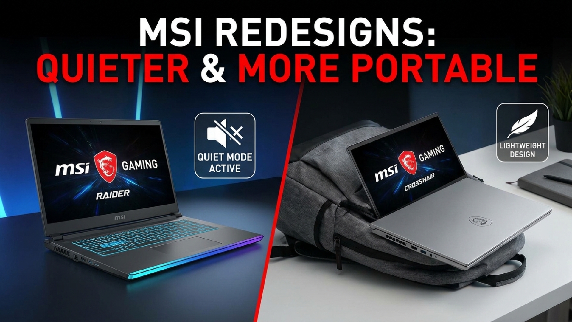 MSI Redesigns Raider and Crosshair Gaming Laptops for Quieter Performance and Improved Portability