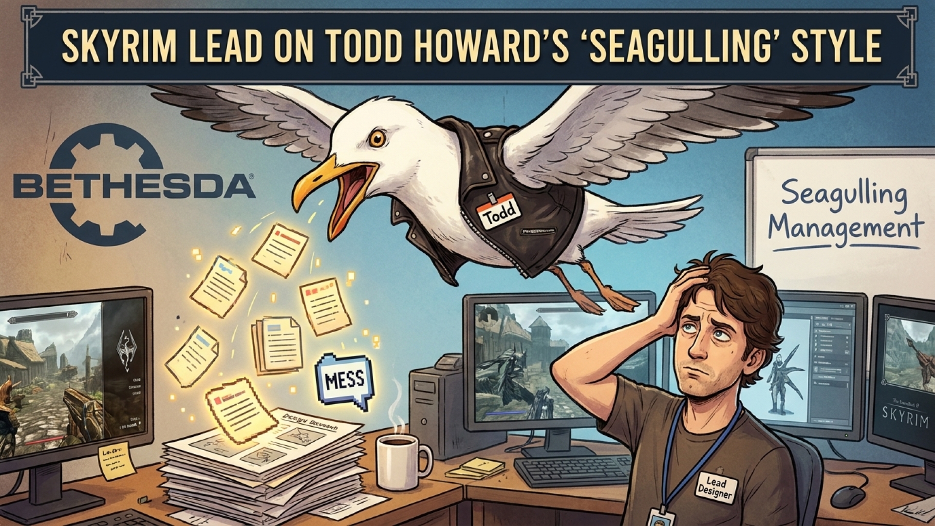 Skyrim Lead Bruce Nesmith on Todd Howard’s ‘Seagulling’ Management Style at Bethesda