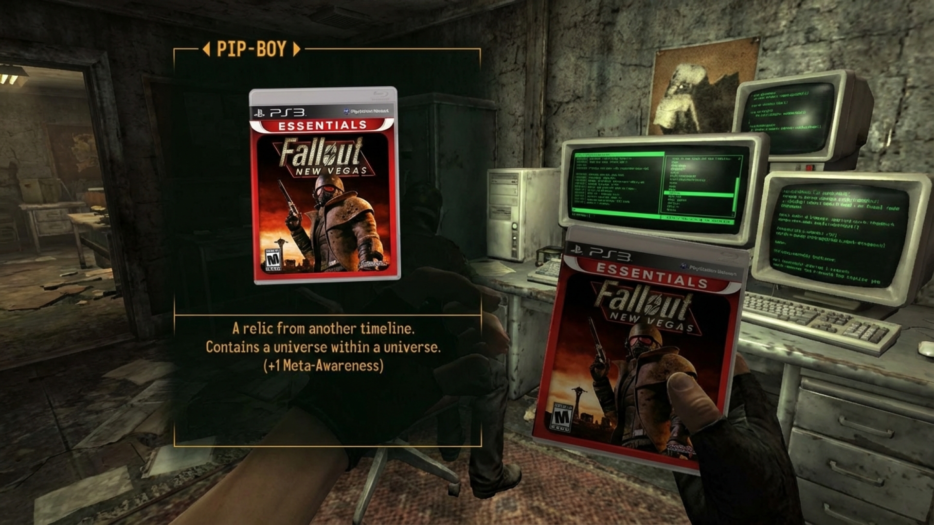 Recursive Mod Adds Fallout: New Vegas PS3 Box Art as an Item to the PC Game