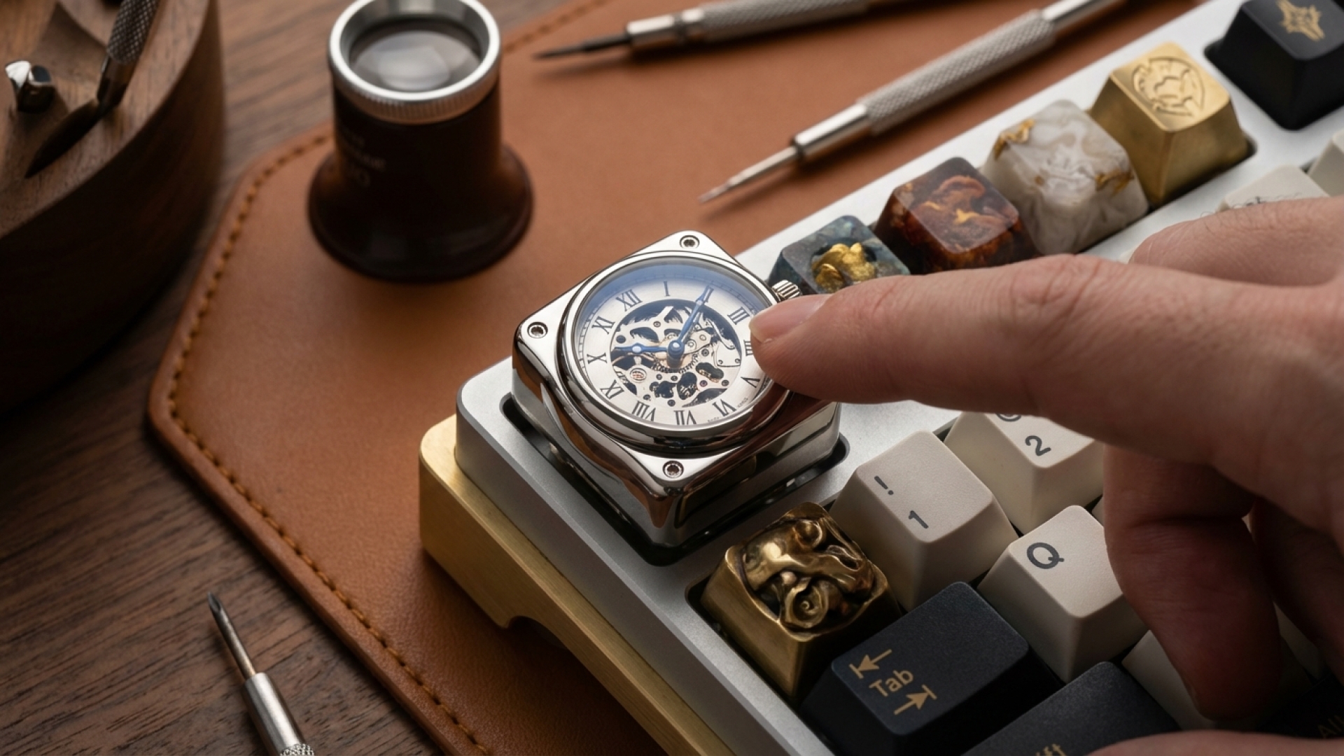 This $300 Keycap Integrates a Functional Analog Watch onto Your Keyboard