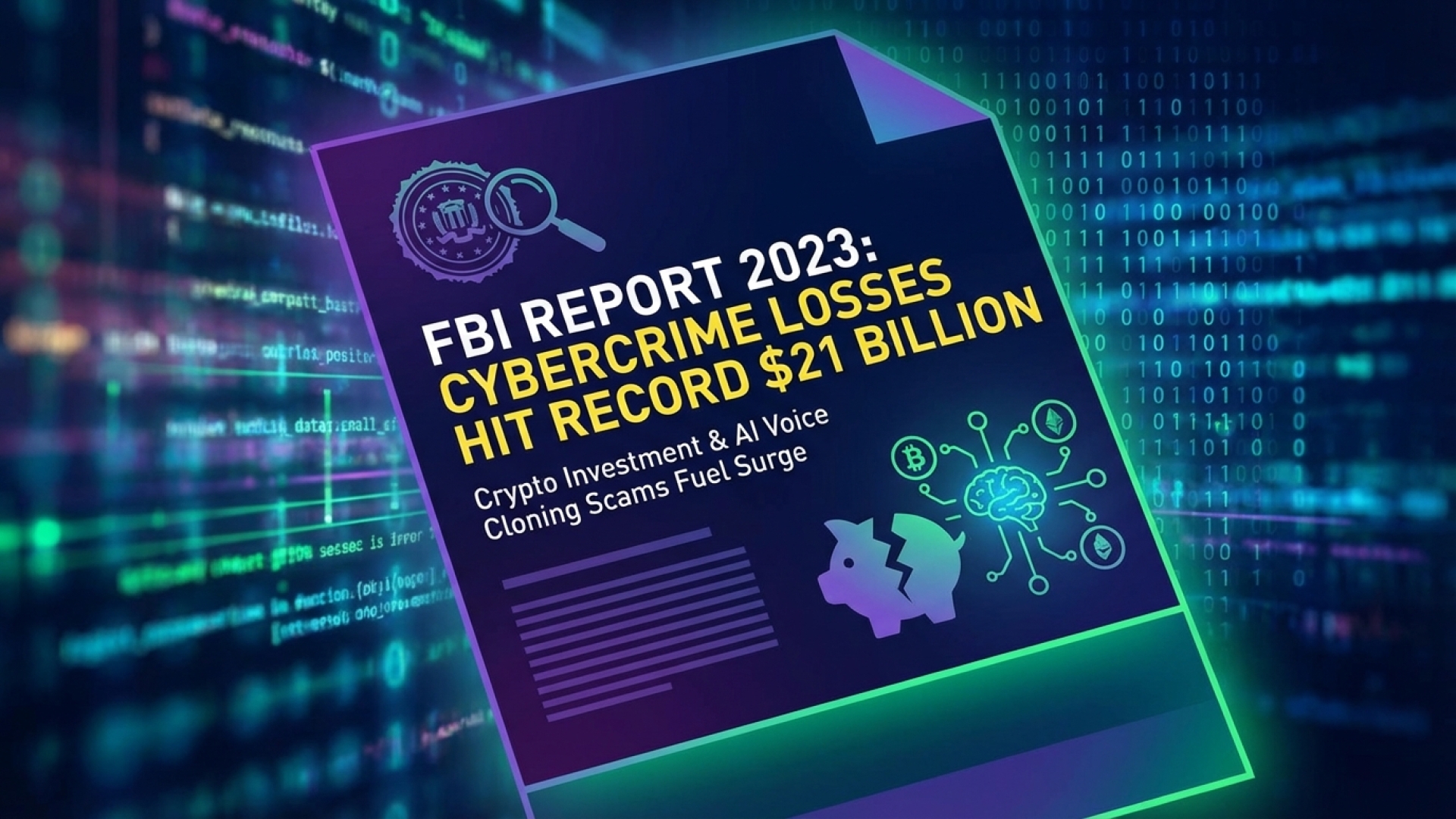 FBI Report: US Cybercrime Losses Reach $21 Billion, Crypto and AI Scams Lead the Way