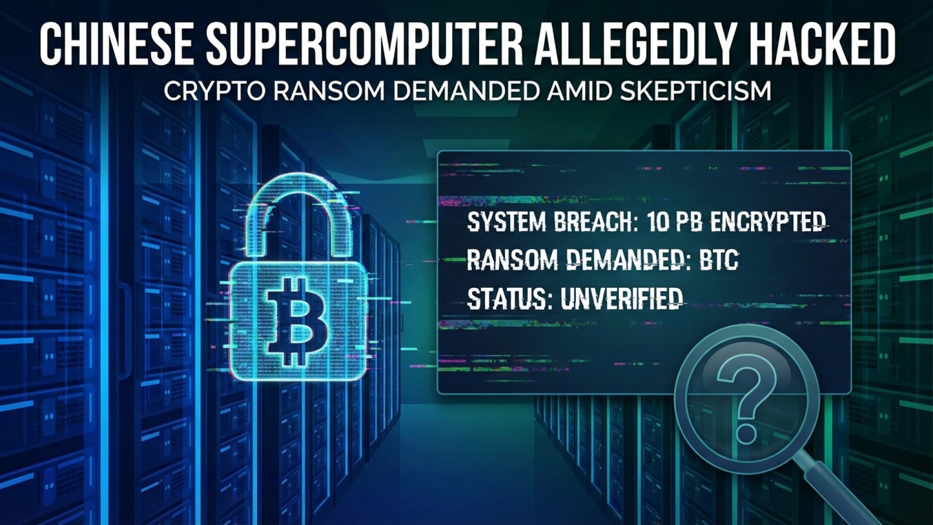 Chinese Supercomputer Allegedly Hacked for 10 Petabytes, Crypto Ransom Demanded Amid Skepticism