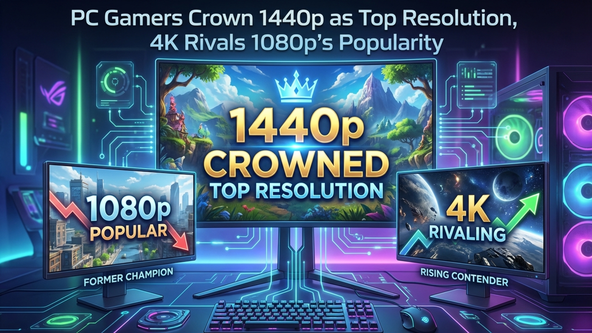 PC Gamers Crown 1440p as Top Resolution, 4K Rivals 1080p’s Popularity