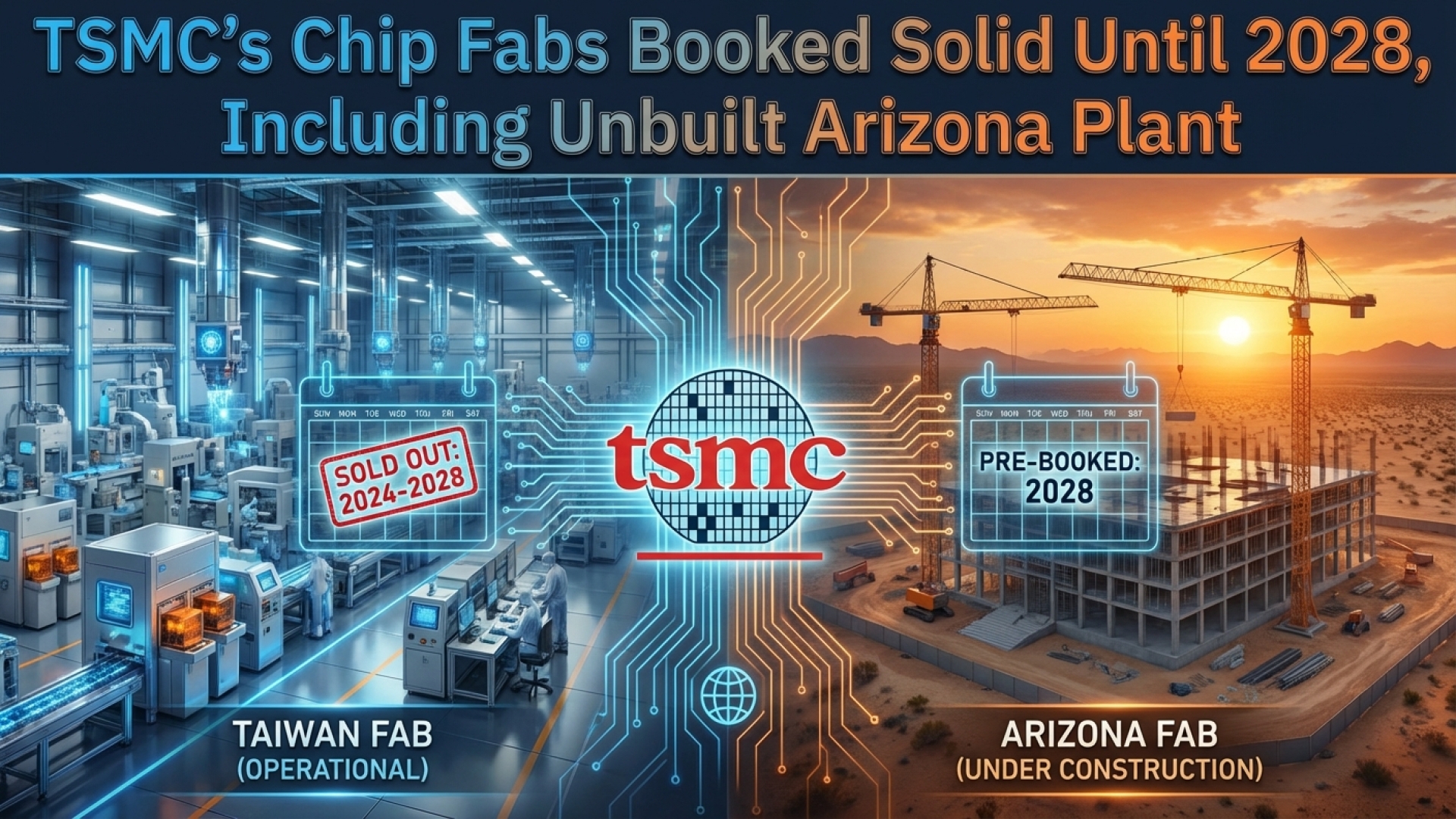 TSMC’s Chip Fabs Booked Solid Until 2028, Including Unbuilt Arizona Plant